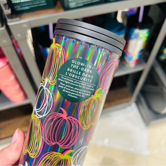Starbucks Halloween Pumpkin GITD Cup Glow in Dark Iridescent Hot Tumbler 16oz - Picture 8 of 14